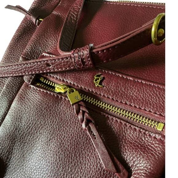 Elliott Lucca Gwen Burgundy Leather Large Multi-Pocket Crossbody Bag - Picture 3 of 6